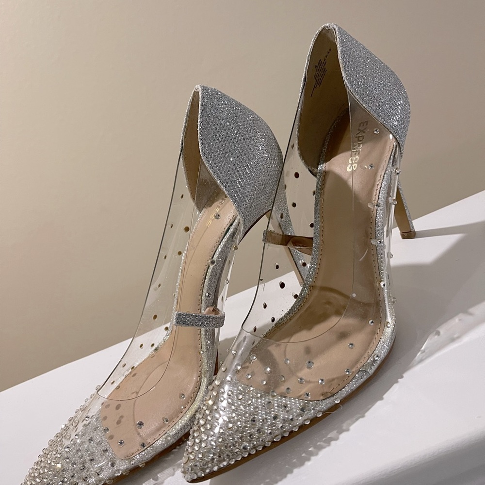 Express Silver heels shoes